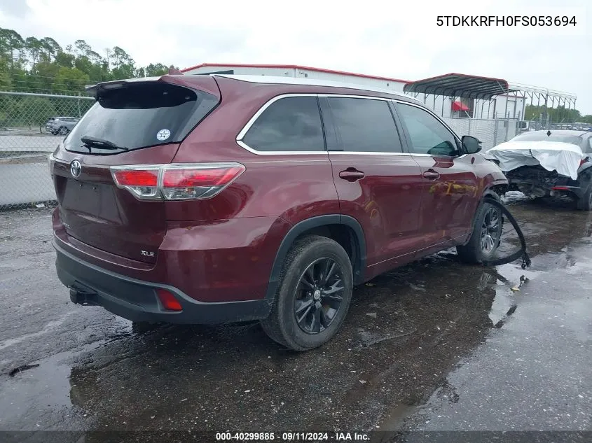 5TDKKRFH0FS053694 2015 Toyota Highlander Xle