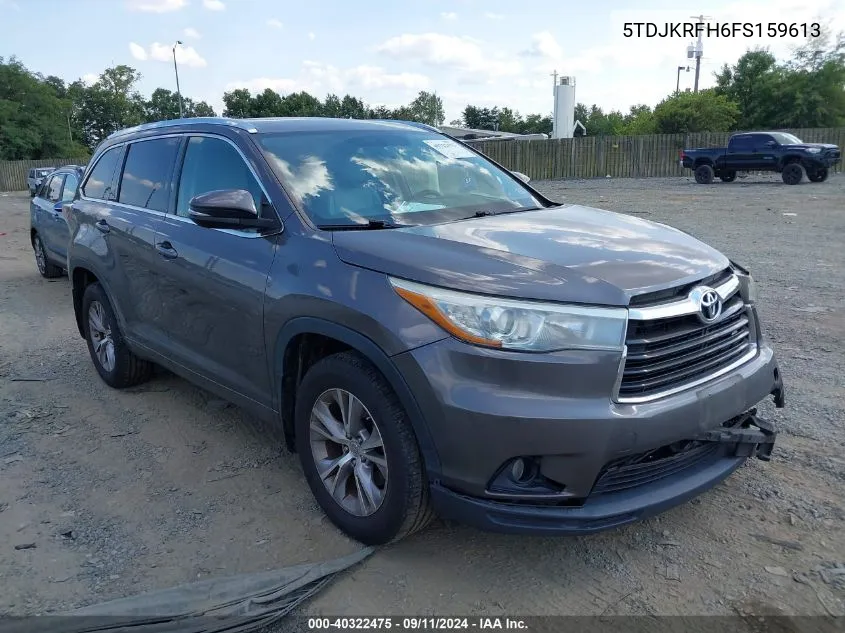 2015 Toyota Highlander Xle V6 VIN: 5TDJKRFH6FS159613 Lot: 40322475