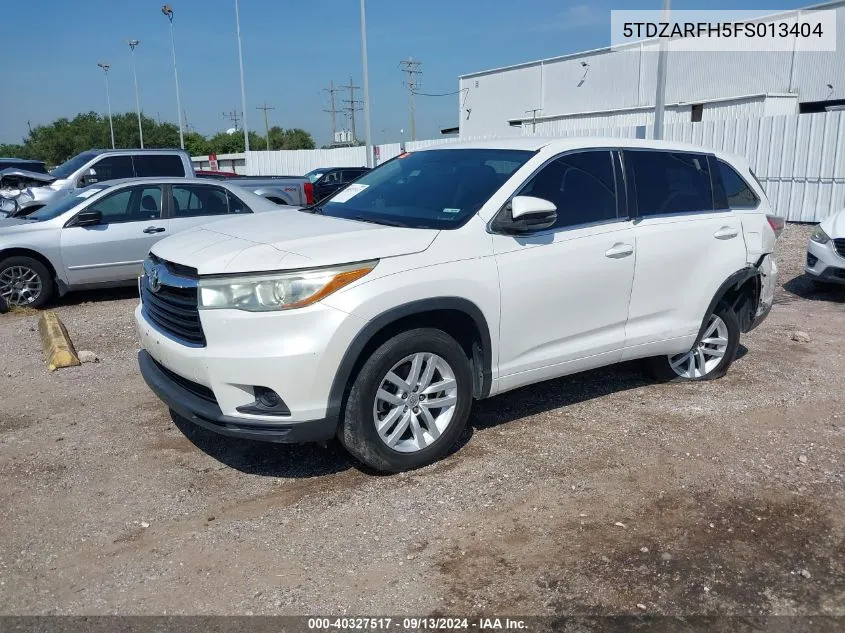 2015 Toyota Highlander Le VIN: 5TDZARFH5FS013404 Lot: 40327517