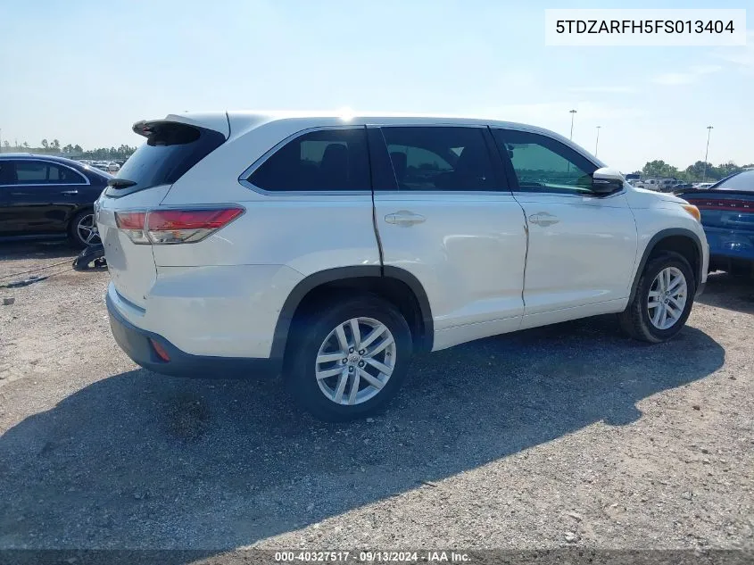 2015 Toyota Highlander Le VIN: 5TDZARFH5FS013404 Lot: 40327517