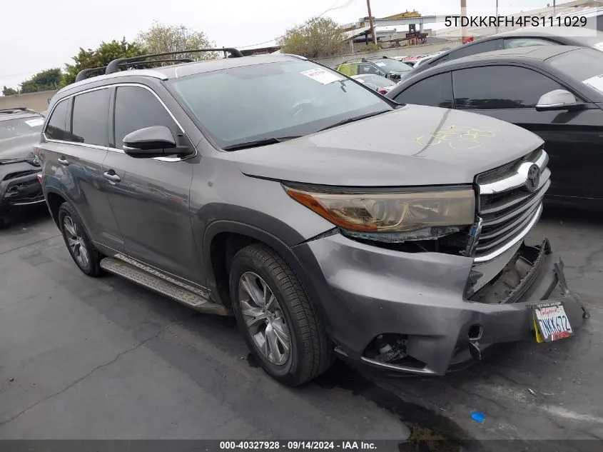 5TDKKRFH4FS111029 2015 Toyota Highlander Xle V6