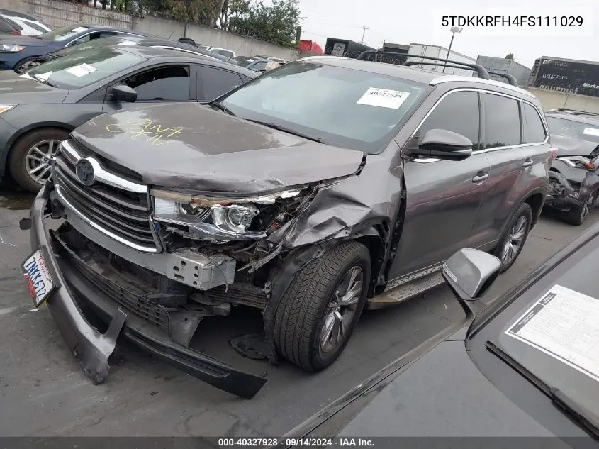 5TDKKRFH4FS111029 2015 Toyota Highlander Xle V6