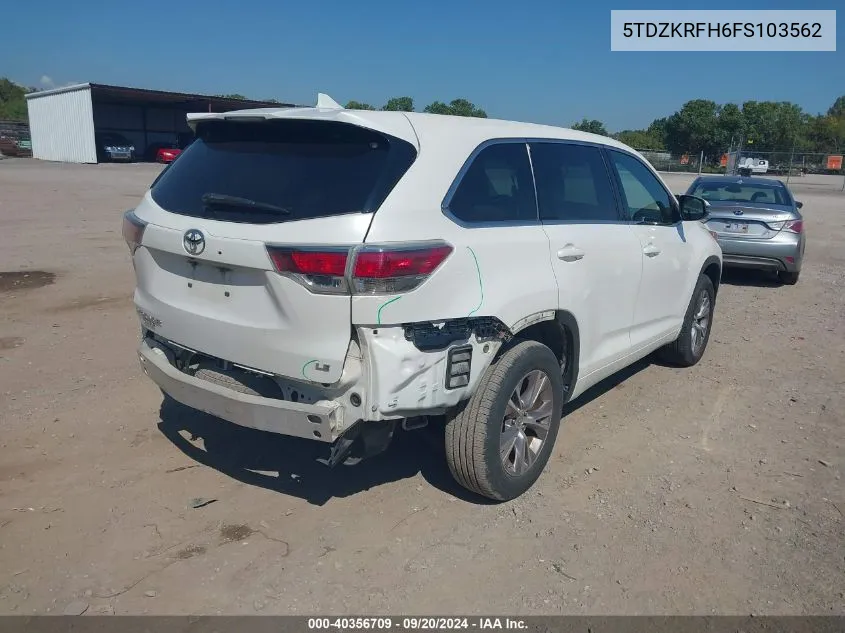 2015 Toyota Highlander Le Plus V6 VIN: 5TDZKRFH6FS103562 Lot: 40356709