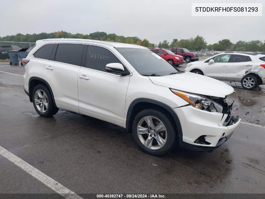 2015 Toyota Highlander Limited/Ltd Platinum VIN: 5TDDKRFH0FS081293 Lot: 40392747