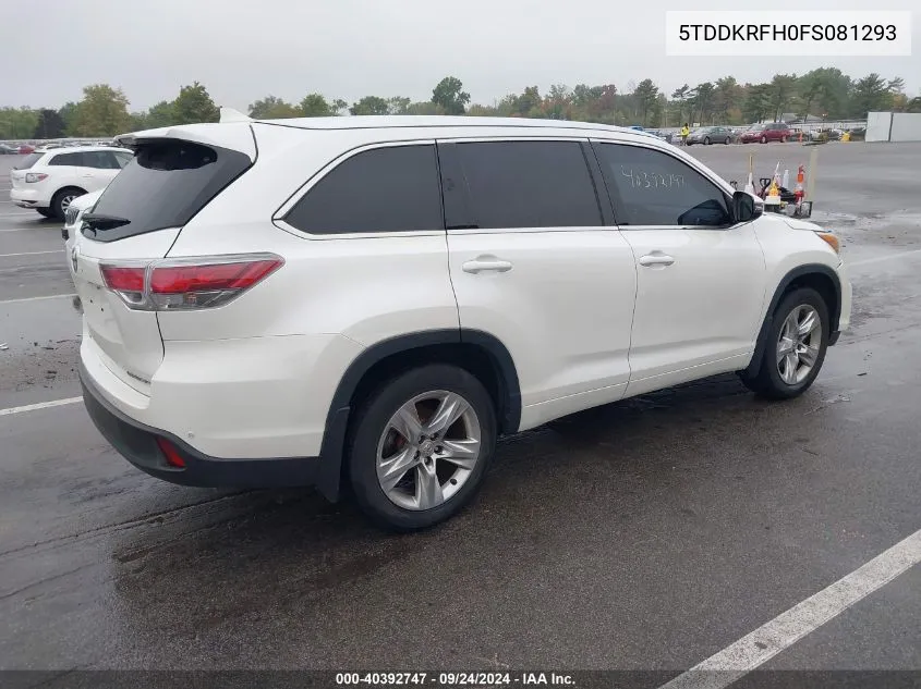 2015 Toyota Highlander Limited/Ltd Platinum VIN: 5TDDKRFH0FS081293 Lot: 40392747