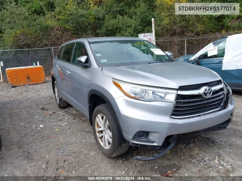 2015 Toyota Highlander Le/Le Plus VIN: 5TDBKRFH2FS177014 Lot: 40392879