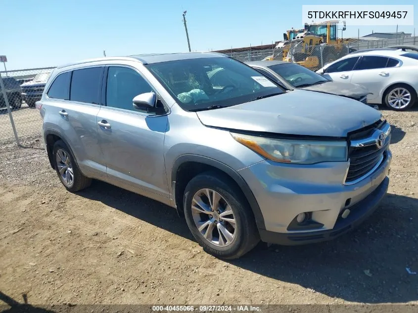 5TDKKRFHXFS049457 2015 Toyota Highlander Xle V6