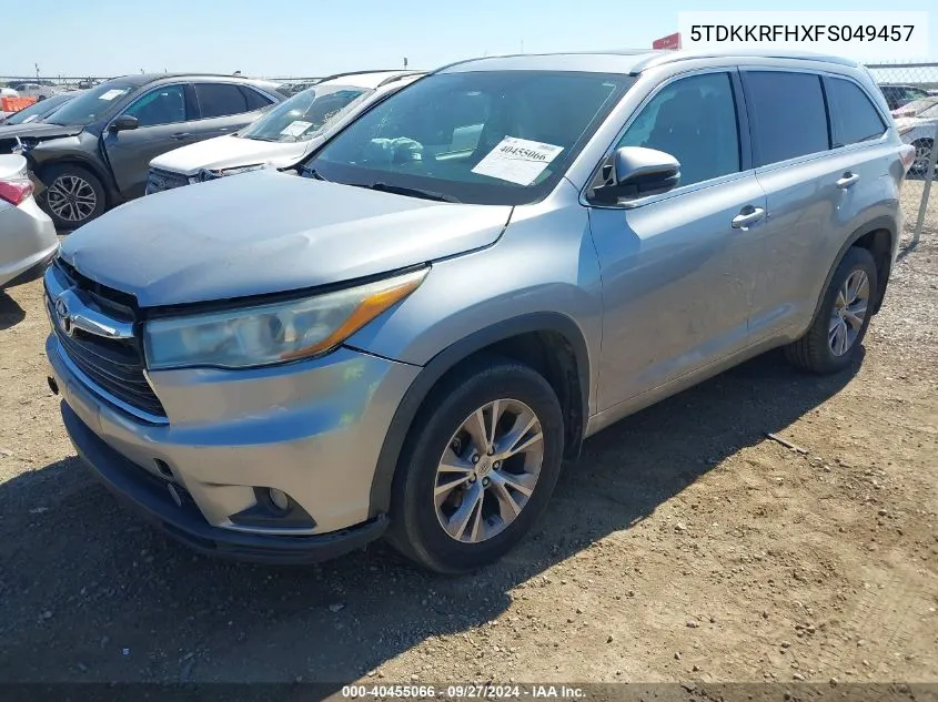 5TDKKRFHXFS049457 2015 Toyota Highlander Xle V6