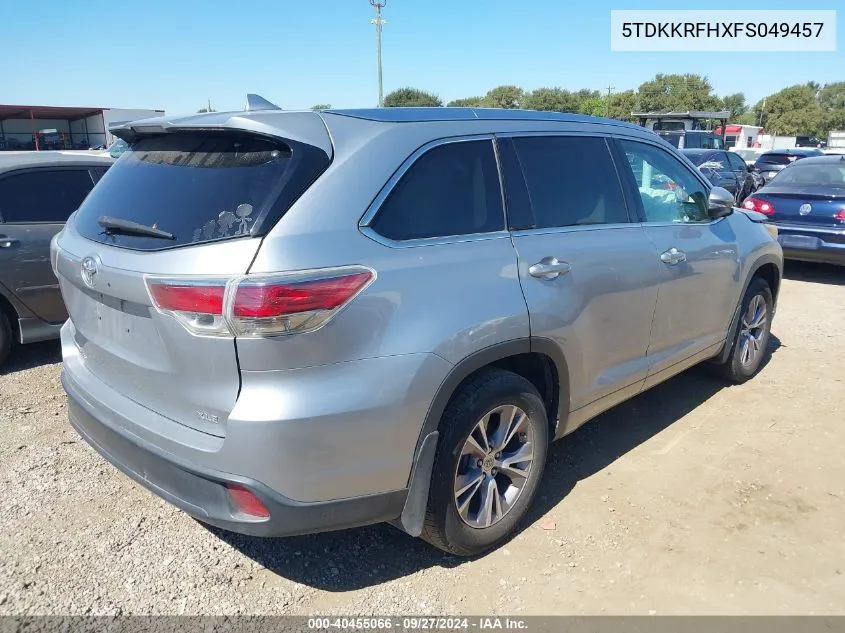 5TDKKRFHXFS049457 2015 Toyota Highlander Xle V6