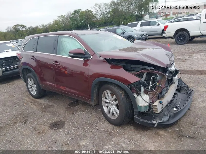 2015 Toyota Highlander Le VIN: 5TDZARFH5FS009983 Lot: 40456718