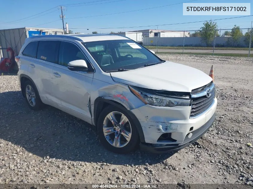 2015 Toyota Highlander Limited V6 VIN: 5TDDKRFH8FS171002 Lot: 40492604