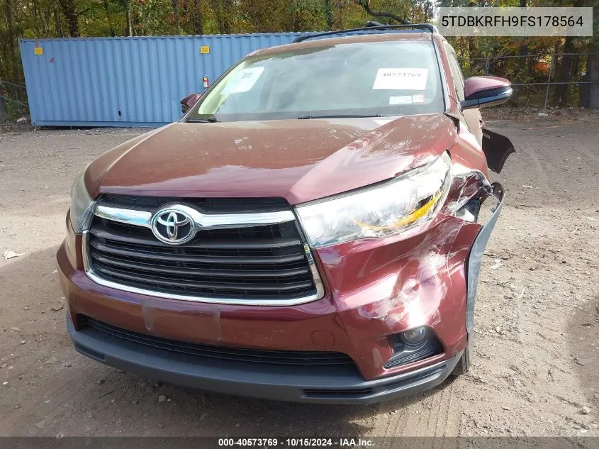 2015 Toyota Highlander Le Plus V6 VIN: 5TDBKRFH9FS178564 Lot: 40573769