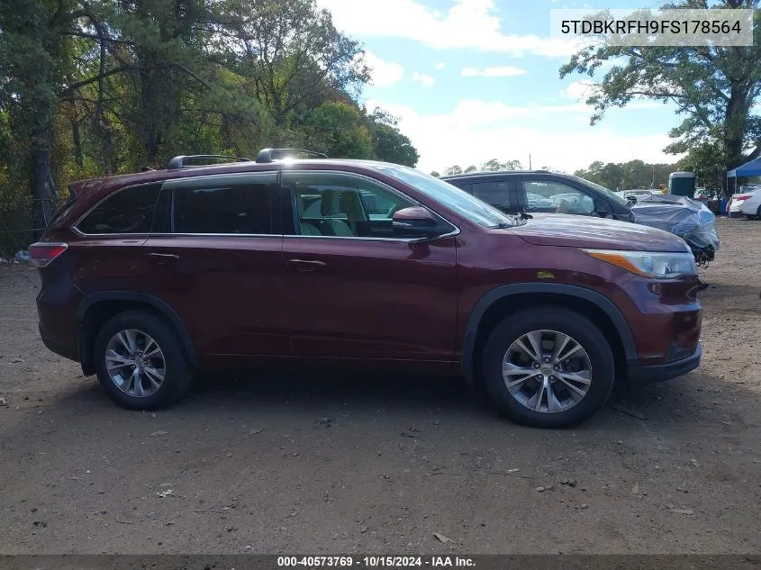 2015 Toyota Highlander Le Plus V6 VIN: 5TDBKRFH9FS178564 Lot: 40573769