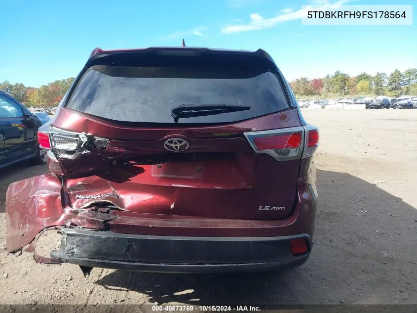 2015 Toyota Highlander Le Plus V6 VIN: 5TDBKRFH9FS178564 Lot: 40573769