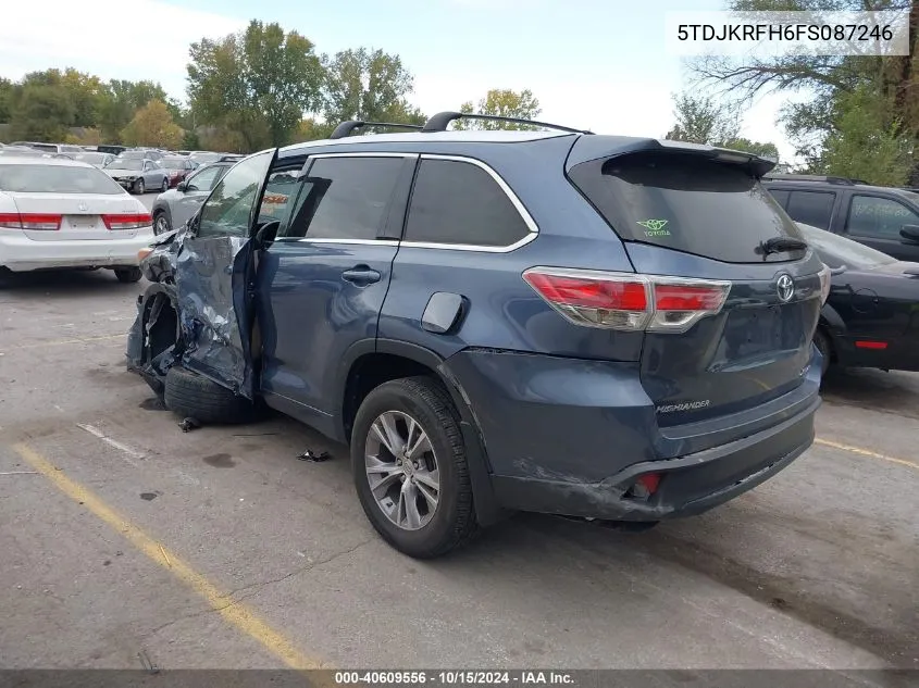 2015 Toyota Highlander Xle V6 VIN: 5TDJKRFH6FS087246 Lot: 40609556