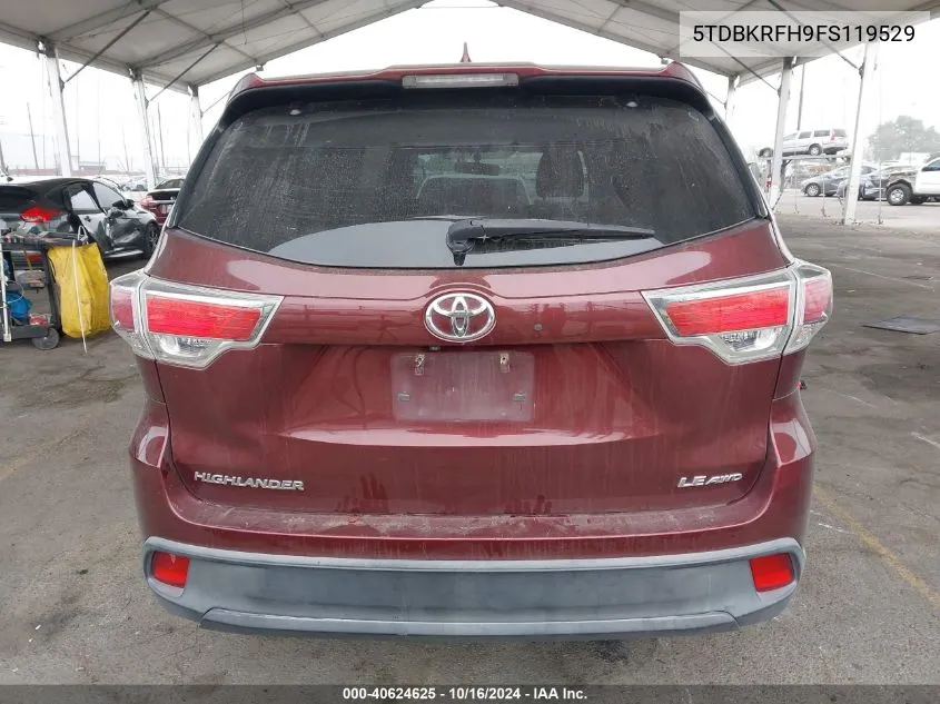 2015 Toyota Highlander Le Plus V6 VIN: 5TDBKRFH9FS119529 Lot: 40624625