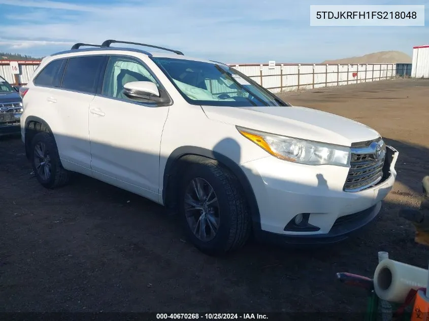 5TDJKRFH1FS218048 2015 Toyota Highlander Xle V6