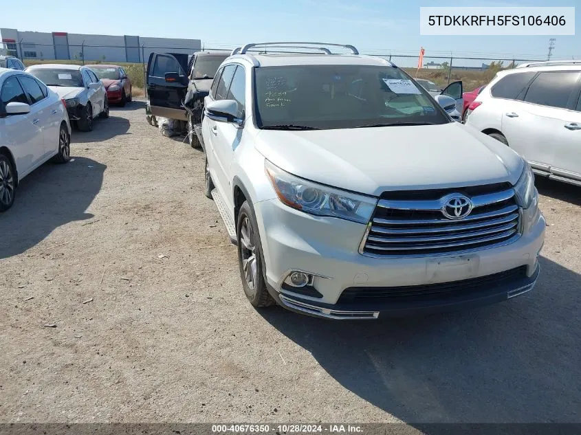 2015 Toyota Highlander Xle V6 VIN: 5TDKKRFH5FS106406 Lot: 40676350