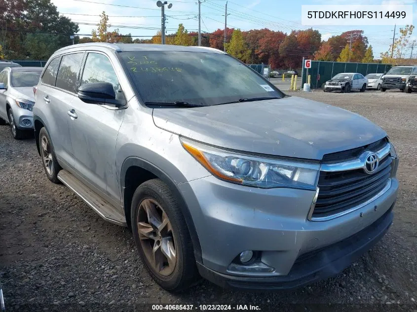 5TDDKRFH0FS114499 2015 Toyota Highlander Limited V6