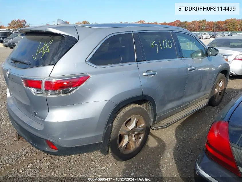 5TDDKRFH0FS114499 2015 Toyota Highlander Limited V6