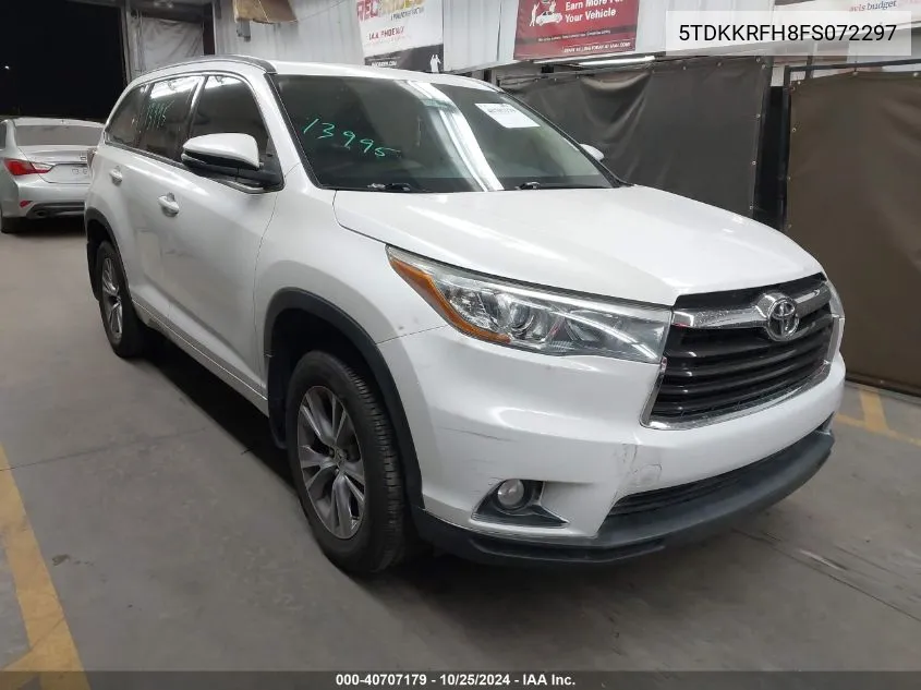 2015 Toyota Highlander Xle V6 VIN: 5TDKKRFH8FS072297 Lot: 40707179