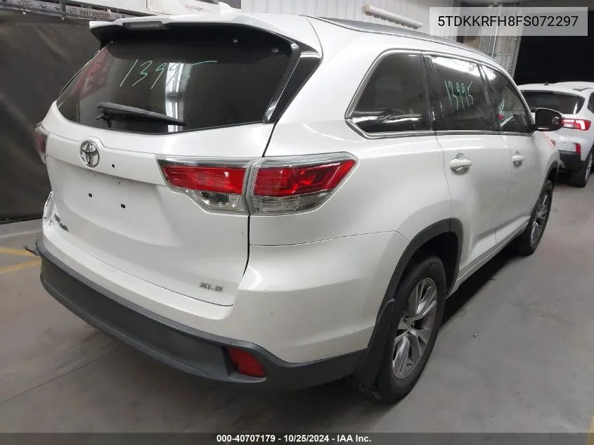 2015 Toyota Highlander Xle V6 VIN: 5TDKKRFH8FS072297 Lot: 40707179