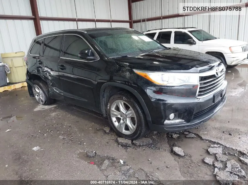 2015 Toyota Highlander Limited V6 VIN: 5TDDKRFH8FS075788 Lot: 40718874