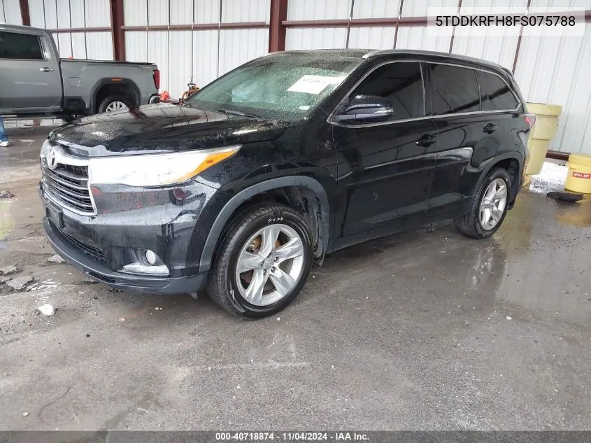 2015 Toyota Highlander Limited V6 VIN: 5TDDKRFH8FS075788 Lot: 40718874