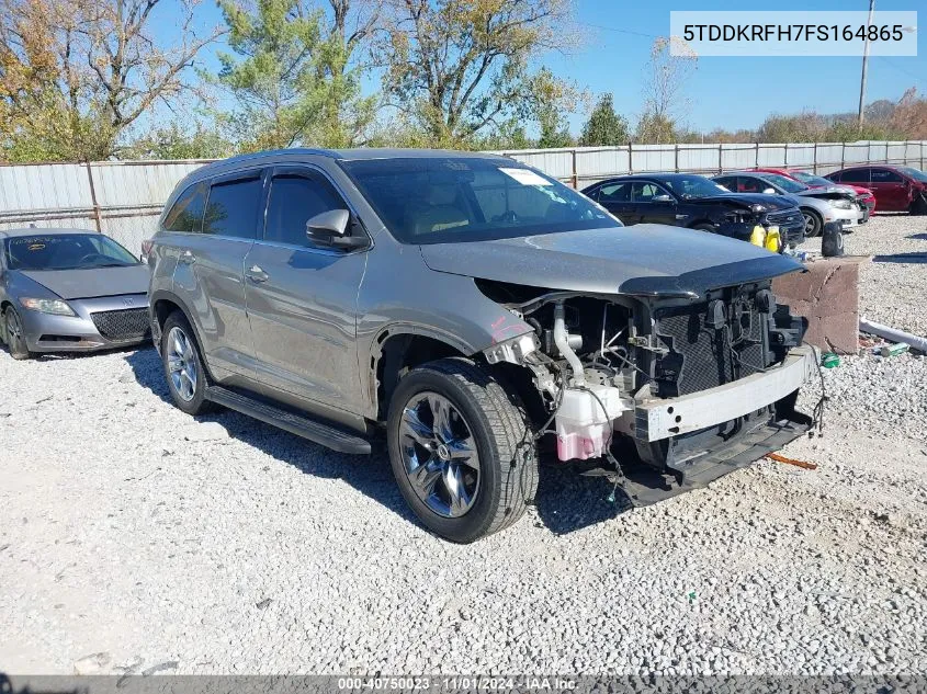 2015 Toyota Highlander Limited V6 VIN: 5TDDKRFH7FS164865 Lot: 40750023