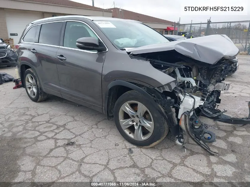 2015 Toyota Highlander Limited Platinum V6 VIN: 5TDDKRFH5FS215229 Lot: 40777065