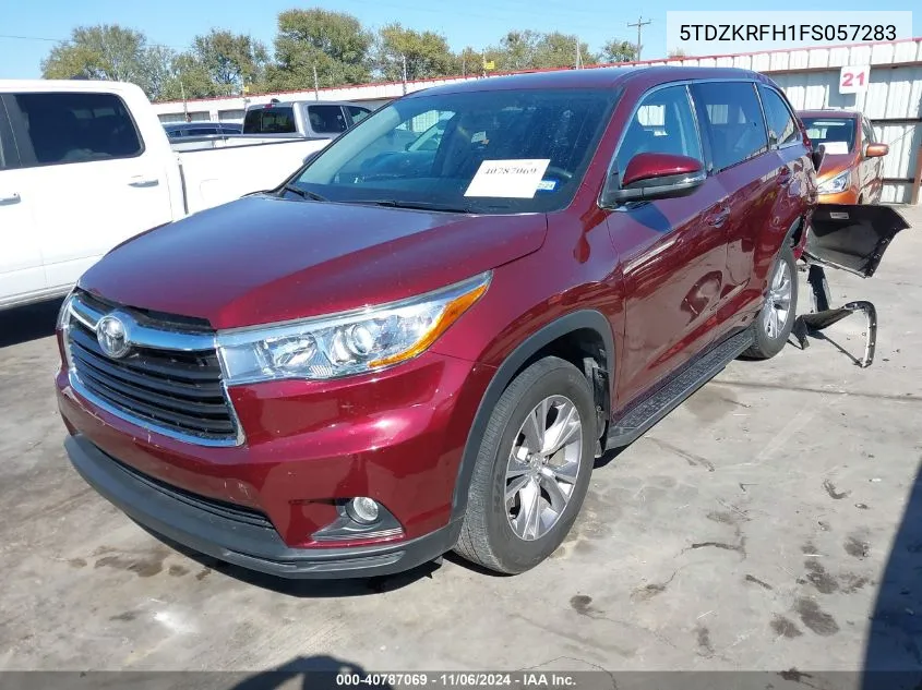 2015 Toyota Highlander Le Plus V6 VIN: 5TDZKRFH1FS057283 Lot: 40787069