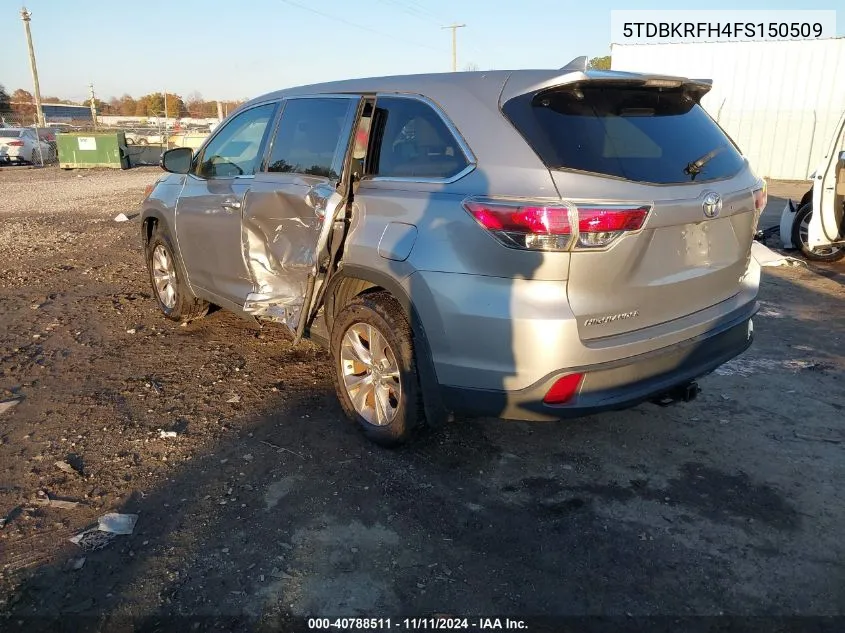 2015 Toyota Highlander Le Plus V6 VIN: 5TDBKRFH4FS150509 Lot: 40788511