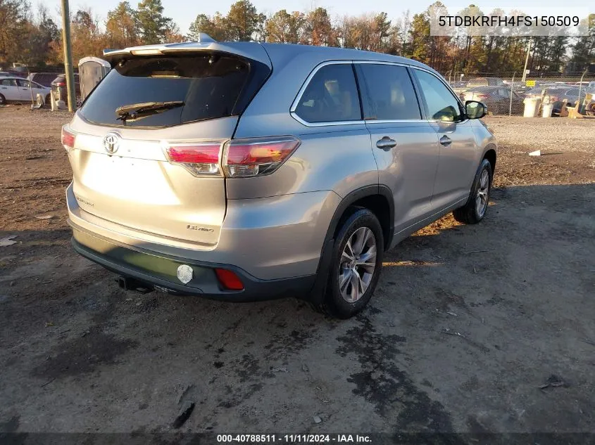 2015 Toyota Highlander Le Plus V6 VIN: 5TDBKRFH4FS150509 Lot: 40788511