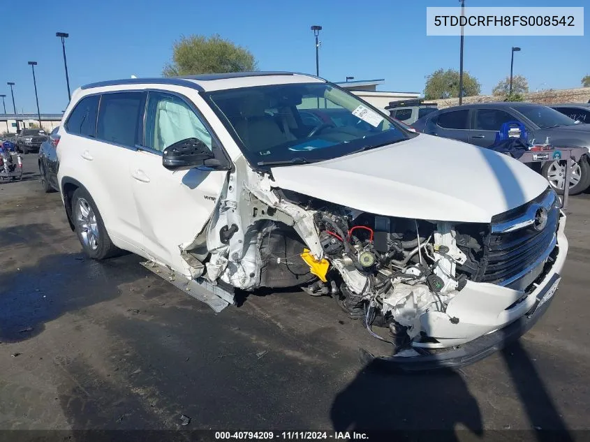 2015 Toyota Highlander Hybrid Limited Platinum V6 VIN: 5TDDCRFH8FS008542 Lot: 40794209