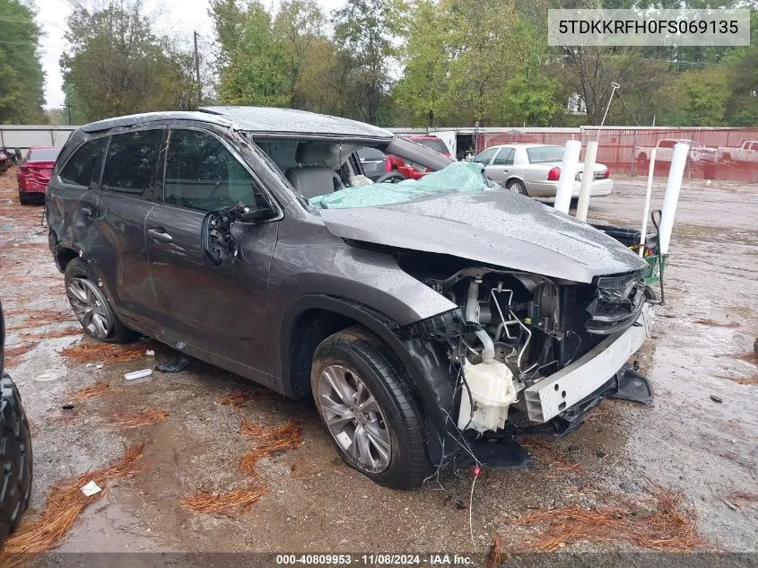 2015 Toyota Highlander Xle V6 VIN: 5TDKKRFH0FS069135 Lot: 40809953