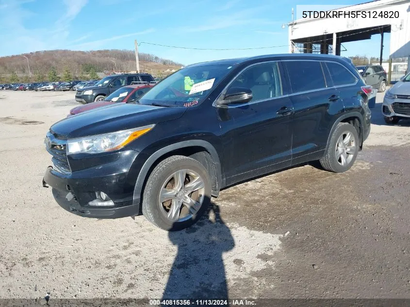 2015 Toyota Highlander Limited Platinum V6 VIN: 5TDDKRFH5FS124820 Lot: 40815356