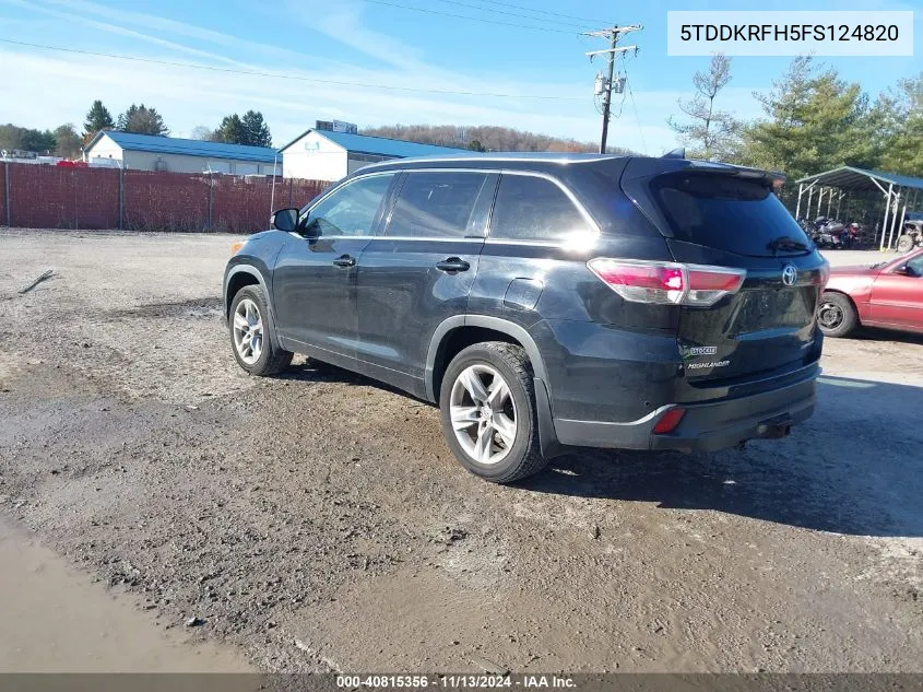 2015 Toyota Highlander Limited Platinum V6 VIN: 5TDDKRFH5FS124820 Lot: 40815356