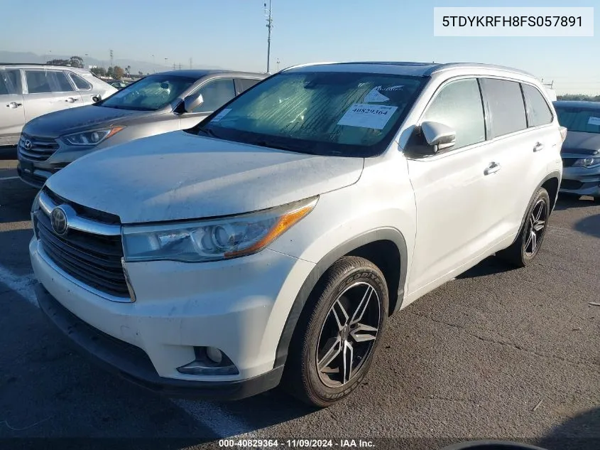 2015 Toyota Highlander Limited Platinum V6 VIN: 5TDYKRFH8FS057891 Lot: 40829364