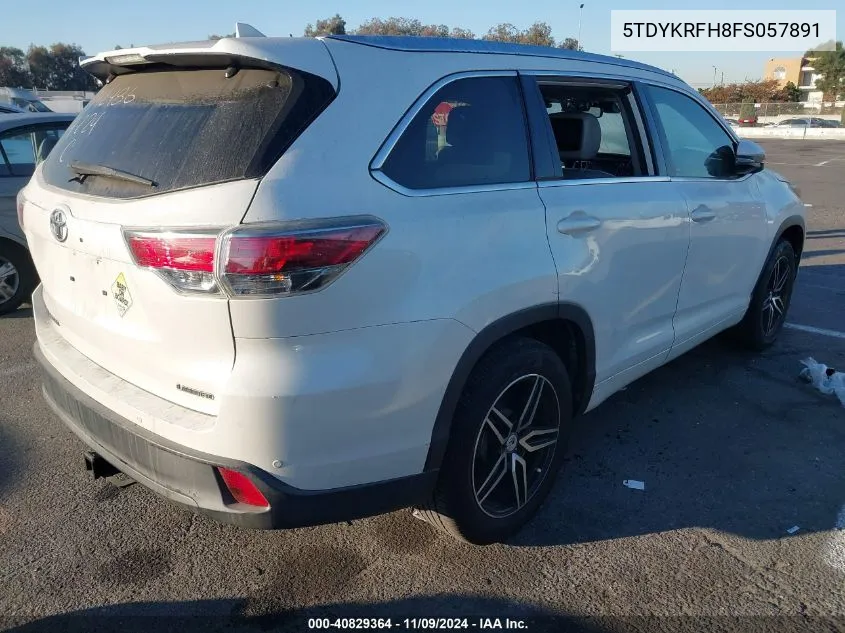 2015 Toyota Highlander Limited Platinum V6 VIN: 5TDYKRFH8FS057891 Lot: 40829364