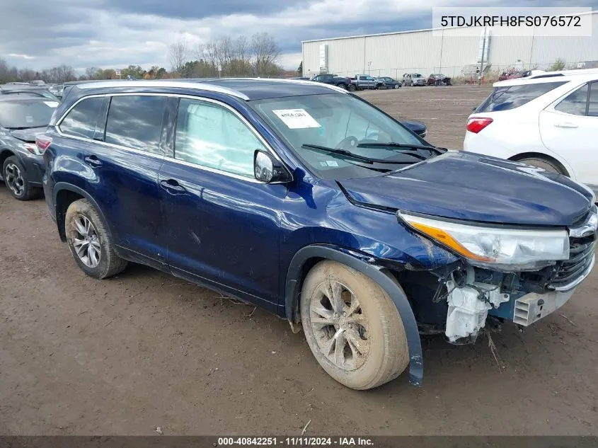 2015 Toyota Highlander Xle V6 VIN: 5TDJKRFH8FS076572 Lot: 40842251