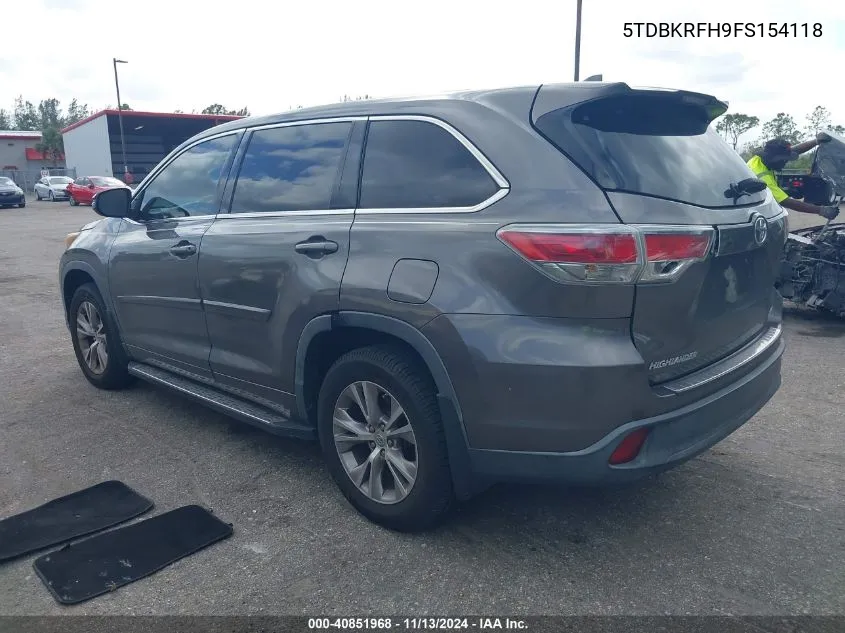 2015 Toyota Highlander Le Plus V6 VIN: 5TDBKRFH9FS154118 Lot: 40851968