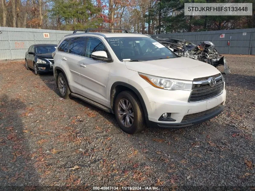 2015 Toyota Highlander Xle V6 VIN: 5TDJKRFH8FS133448 Lot: 40887134