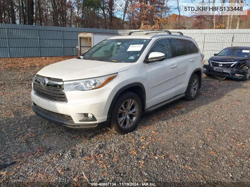 2015 Toyota Highlander Xle V6 VIN: 5TDJKRFH8FS133448 Lot: 40887134