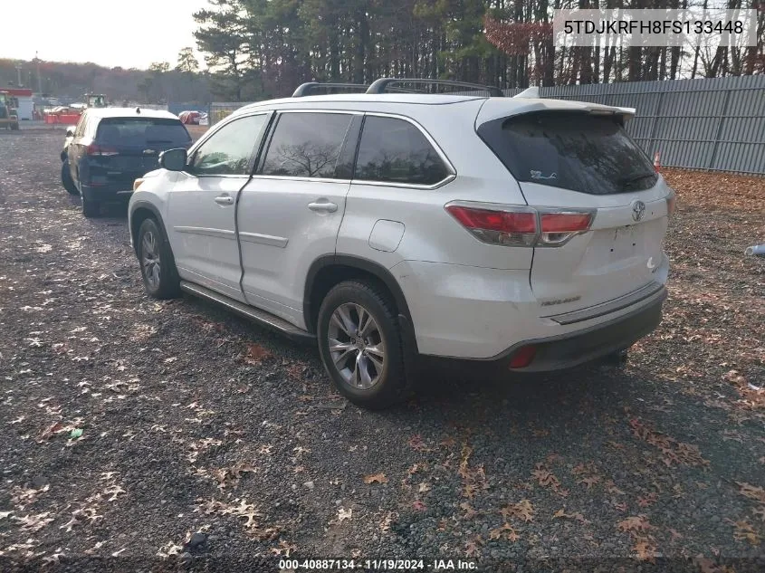 2015 Toyota Highlander Xle V6 VIN: 5TDJKRFH8FS133448 Lot: 40887134