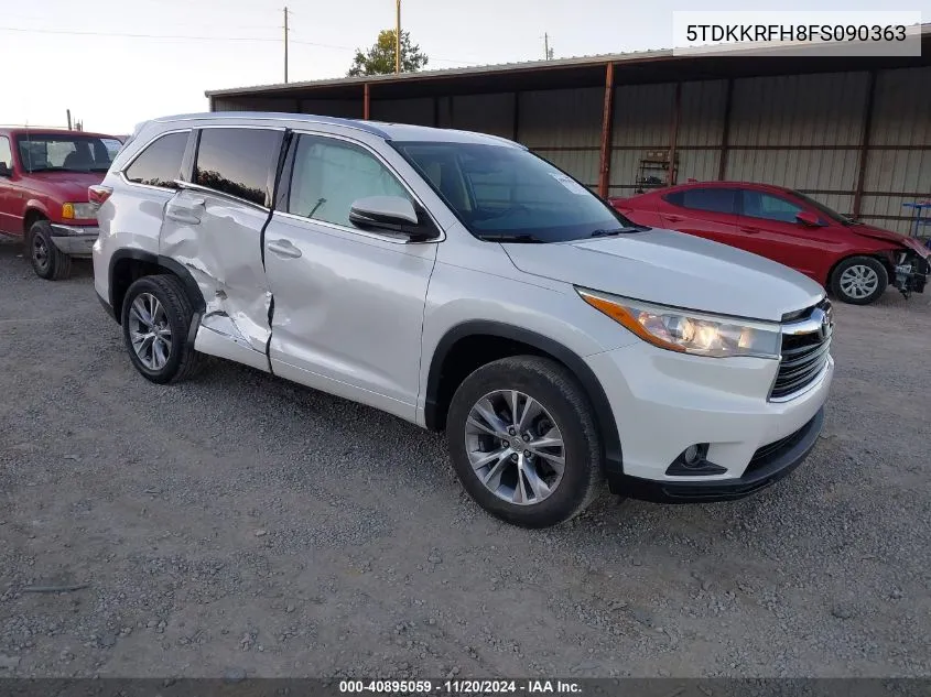 2015 Toyota Highlander Xle V6 VIN: 5TDKKRFH8FS090363 Lot: 40895059