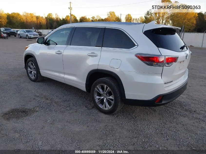 2015 Toyota Highlander Xle V6 VIN: 5TDKKRFH8FS090363 Lot: 40895059