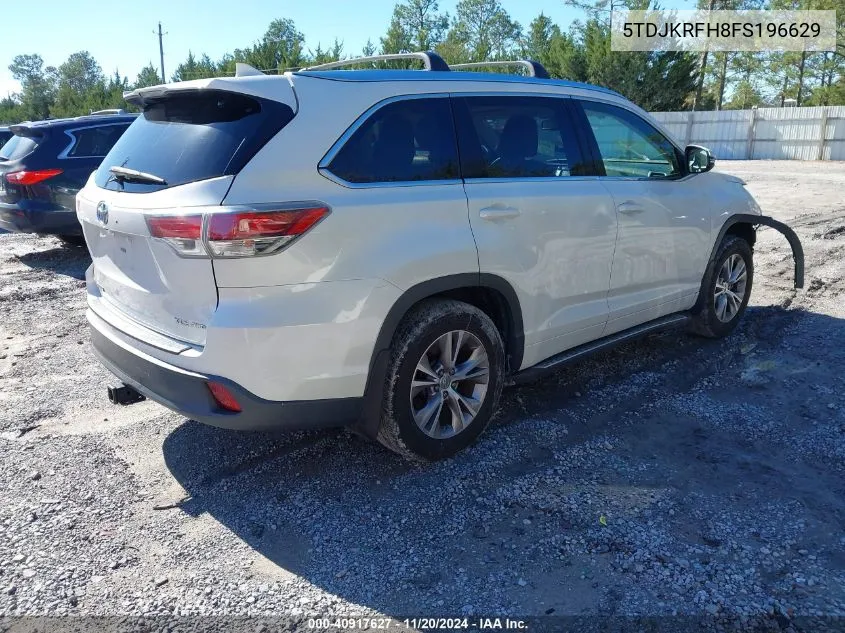 2015 Toyota Highlander Xle V6 VIN: 5TDJKRFH8FS196629 Lot: 40917627