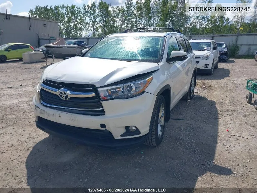 2016 Toyota Highlander Limited/Ltd Platinum VIN: 5TDDKRFH9GS228745 Lot: 12075405