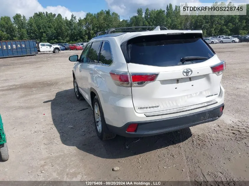 5TDDKRFH9GS228745 2016 Toyota Highlander Limited/Ltd Platinum