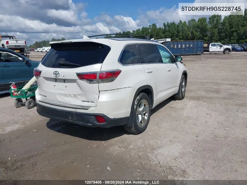 5TDDKRFH9GS228745 2016 Toyota Highlander Limited/Ltd Platinum